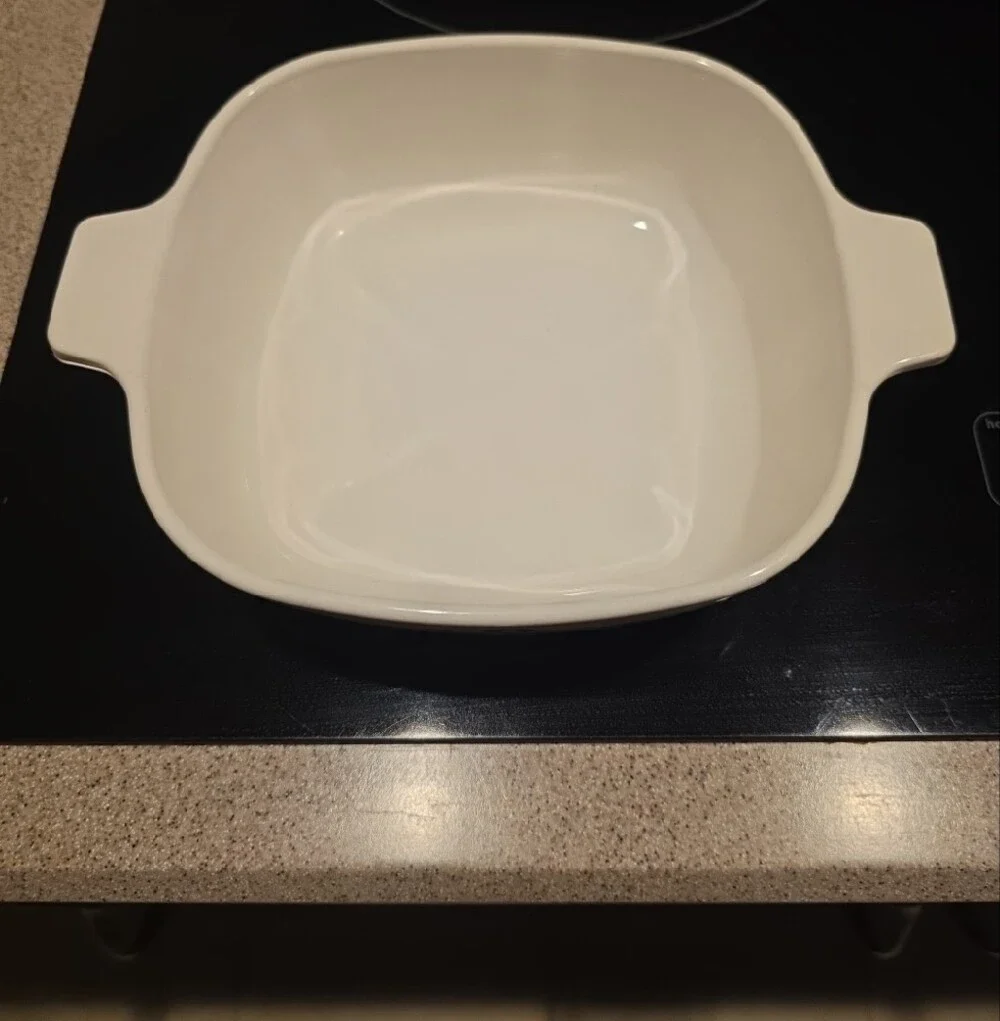 CORNING WARE White Ceramic Baking Dishes with Blue Floral Design - Set of 2